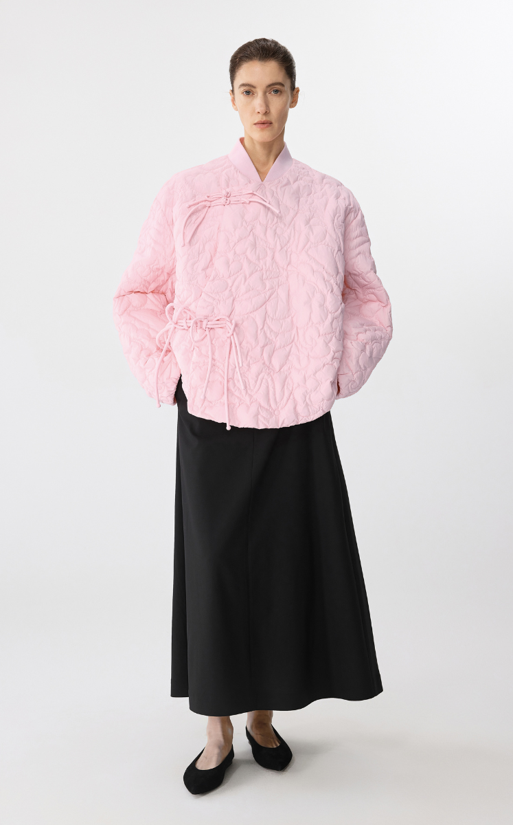 Down coat / JNBY Chinese Knot Oversized Quilted Down Jacket Pink