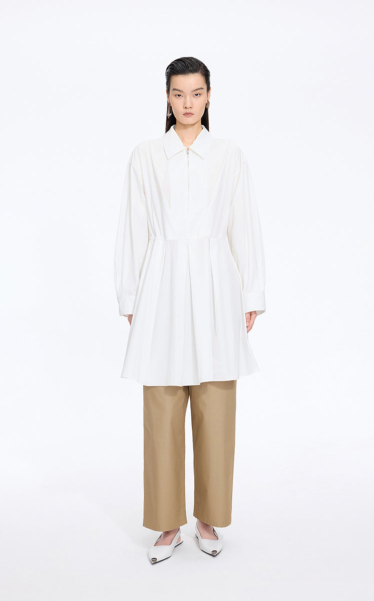 Dress / JNBY A-Line Drawstring Front Zip Dress Off White