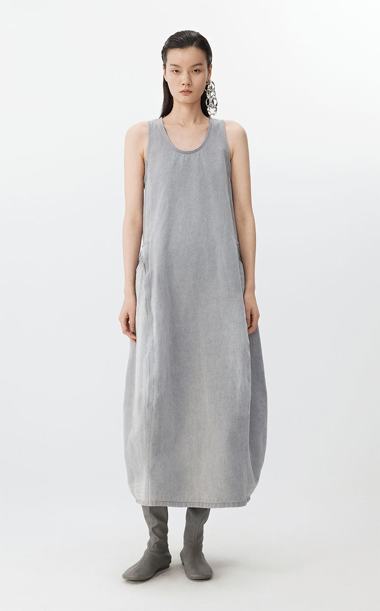 Dress / JNBY Colorful Denim Sleeveless Dress Grey