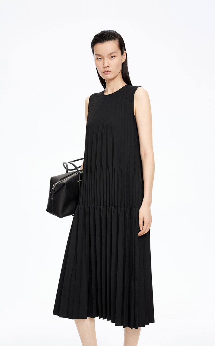 Dress / JNBY Cool Touch Pleated Sleeveless Midi Dress