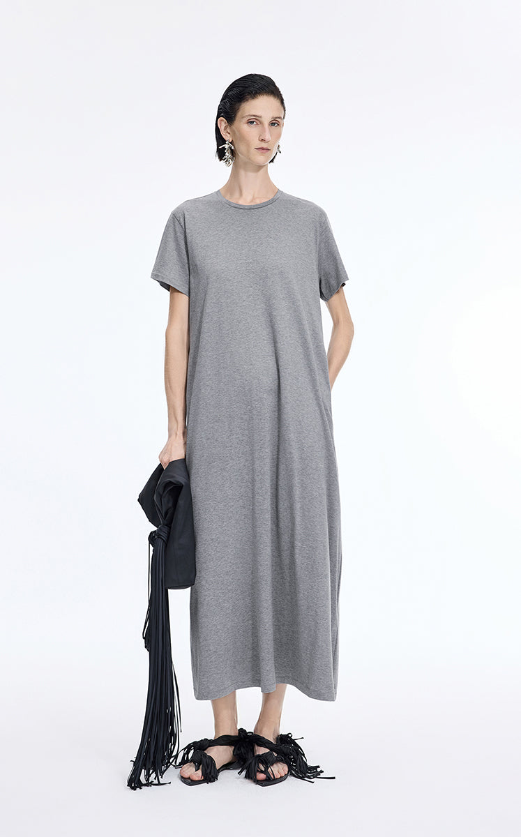Dress / JNBY Cotton A-Line Short Sleeve Dress Mid Grey Marl