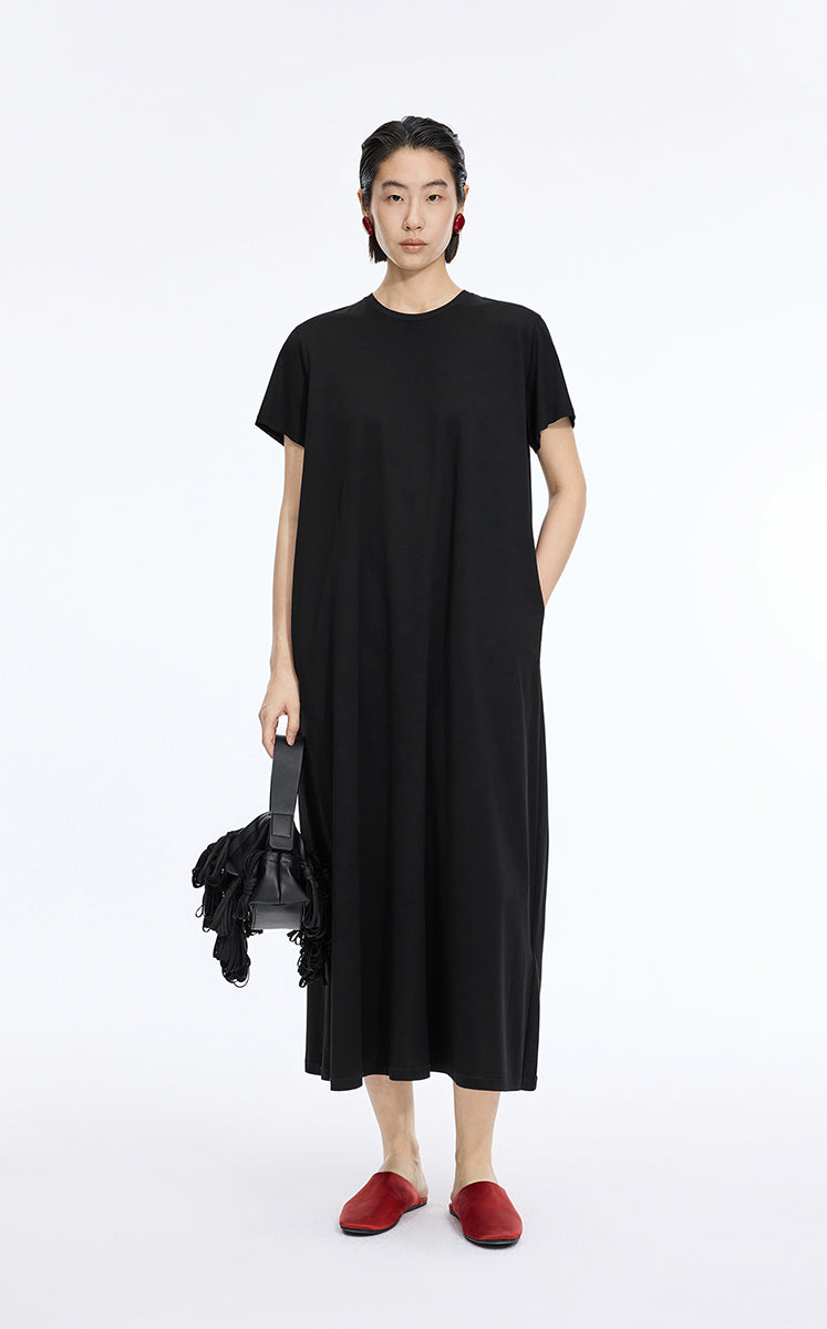 Dress / JNBY Cotton A-Line Short Sleeve Dress Black