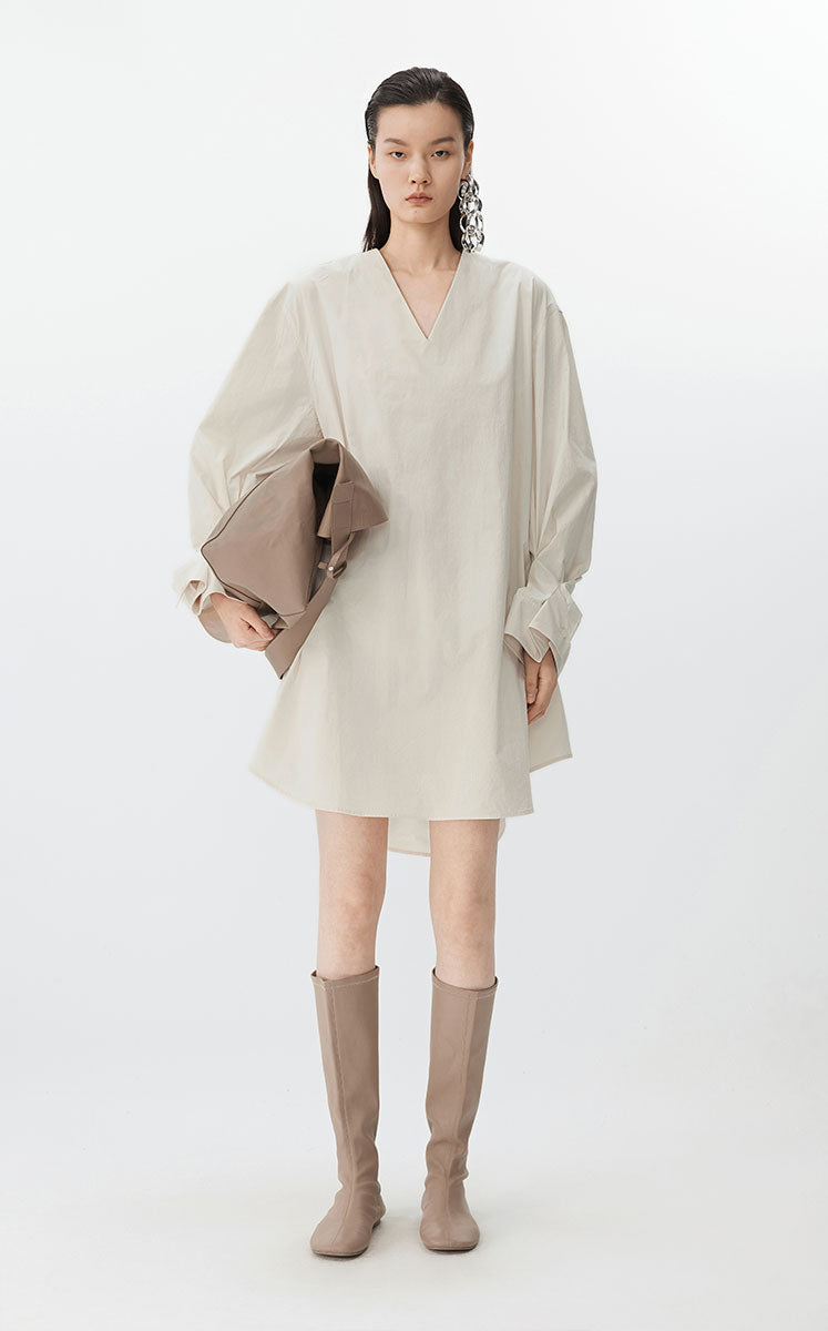 Dress / JNBY Cotton Long Sleeve Shirt Dress White