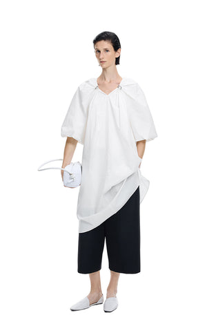 Dress / JNBY Cotton Poplin A-Line V-Neck Dress Off White