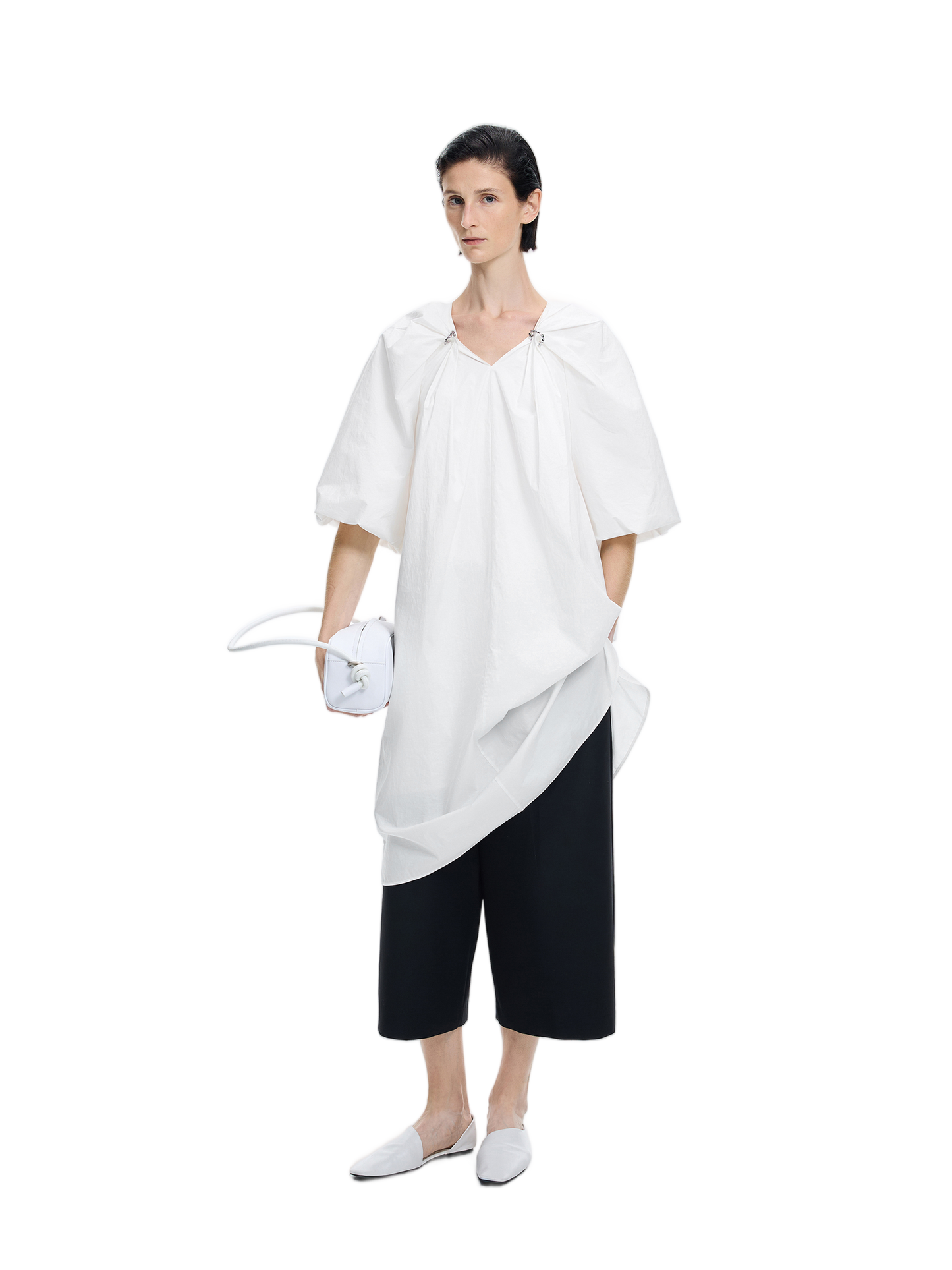 Dress / JNBY Cotton Poplin A-Line V-Neck Dress