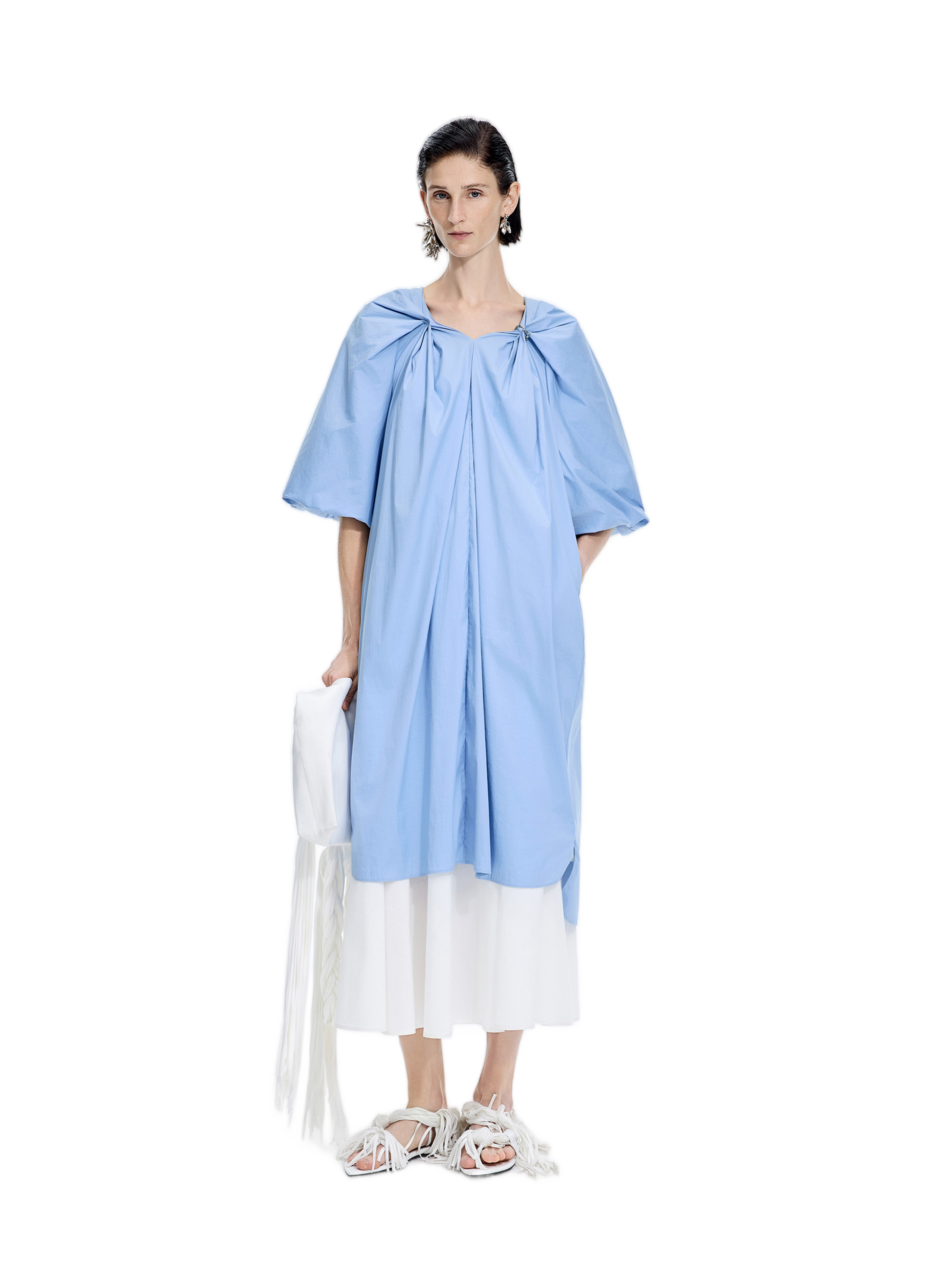 Dress / JNBY Cotton Poplin A-Line V-Neck Dress
