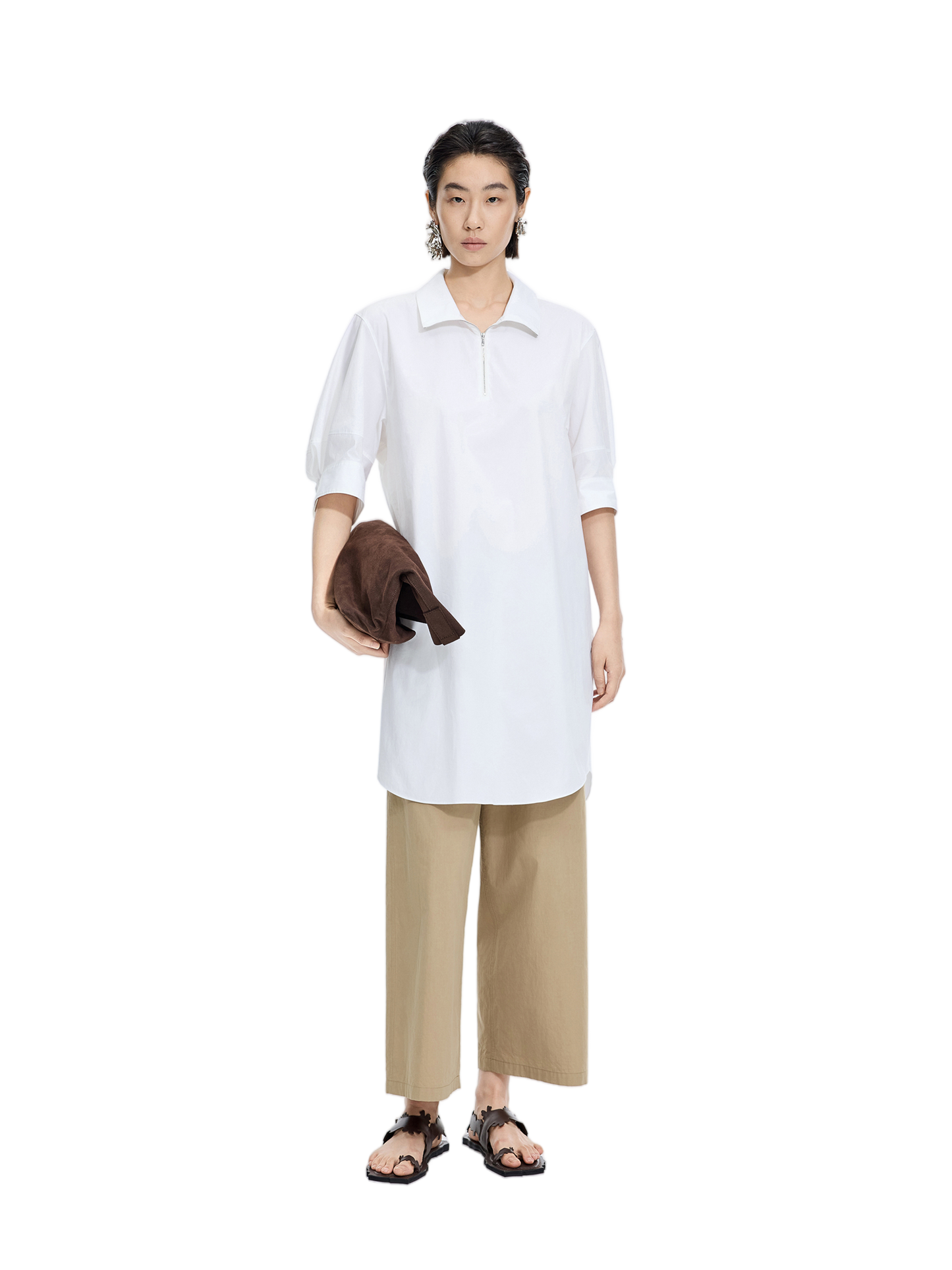 Dress / JNBY Cotton Poplin Twist-Hem Midi Dress
