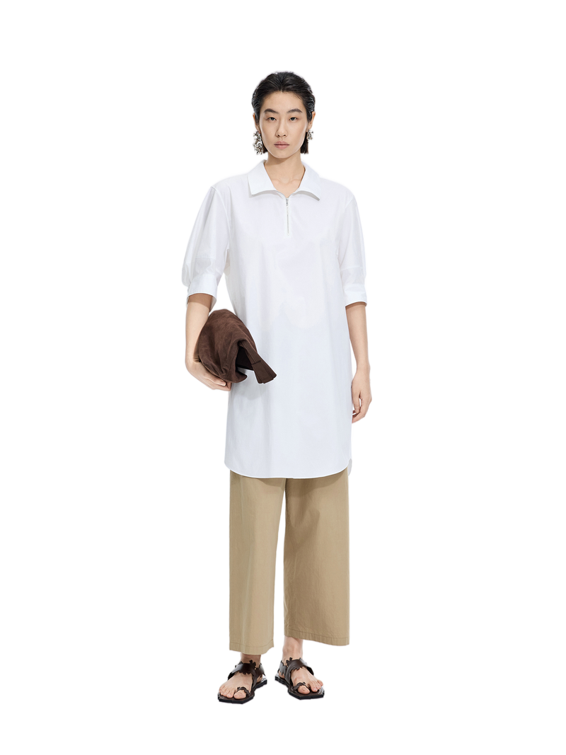 Dress / JNBY Cotton Poplin Twist-Hem Midi Dress