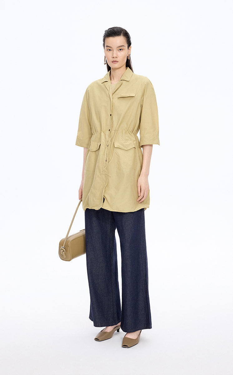 Dress / JNBY Cotton Silk A-Line Short Sleeve Dress