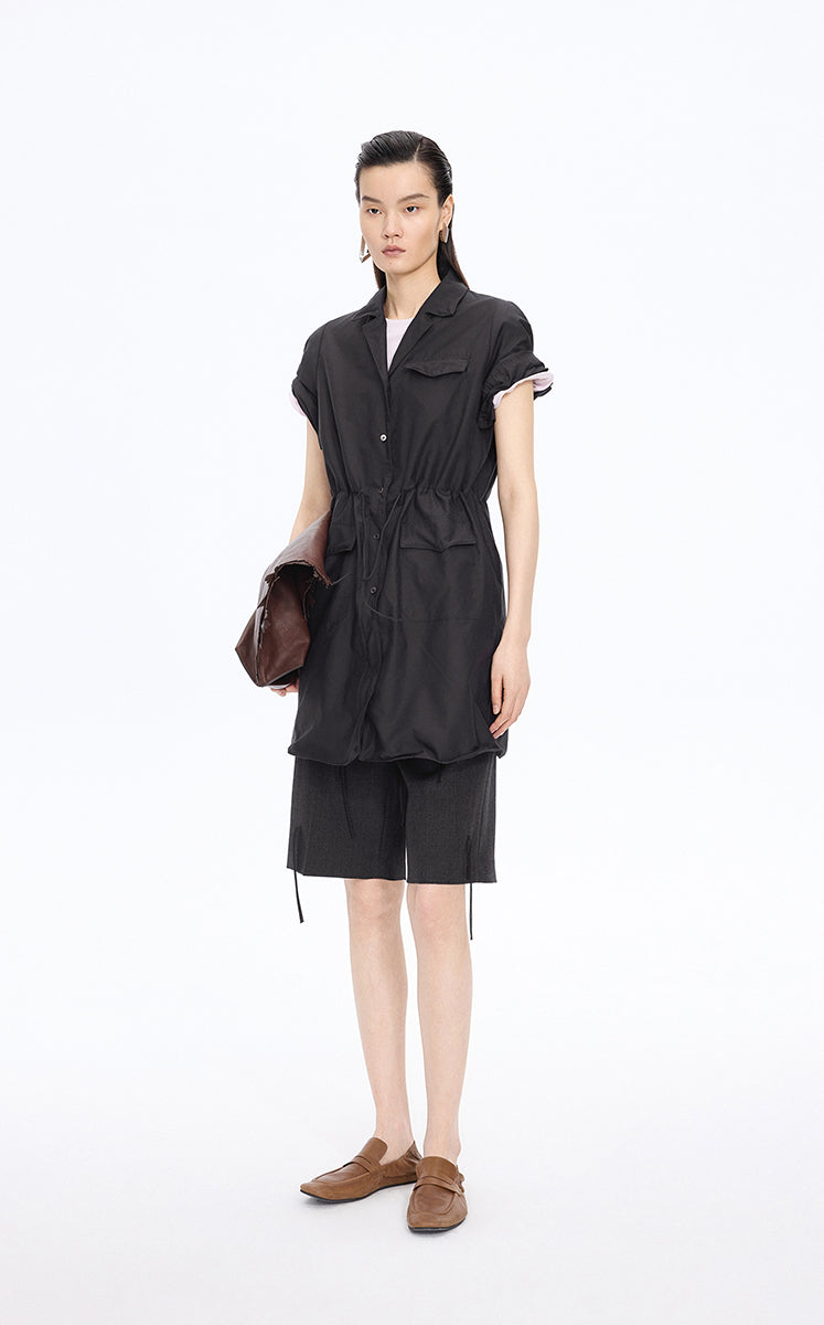 Dress / JNBY Cotton Silk A-Line Short Sleeve Dress