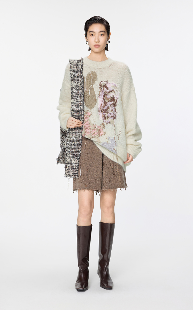 Dress / JNBY Eco Alpaca-Mohair Oversized Knit Dress White