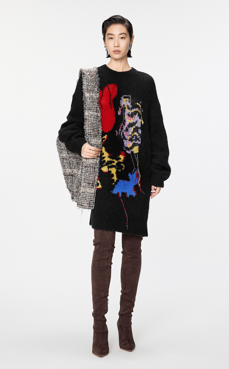 Dress / JNBY Eco Alpaca-Mohair Oversized Knit Dress Black