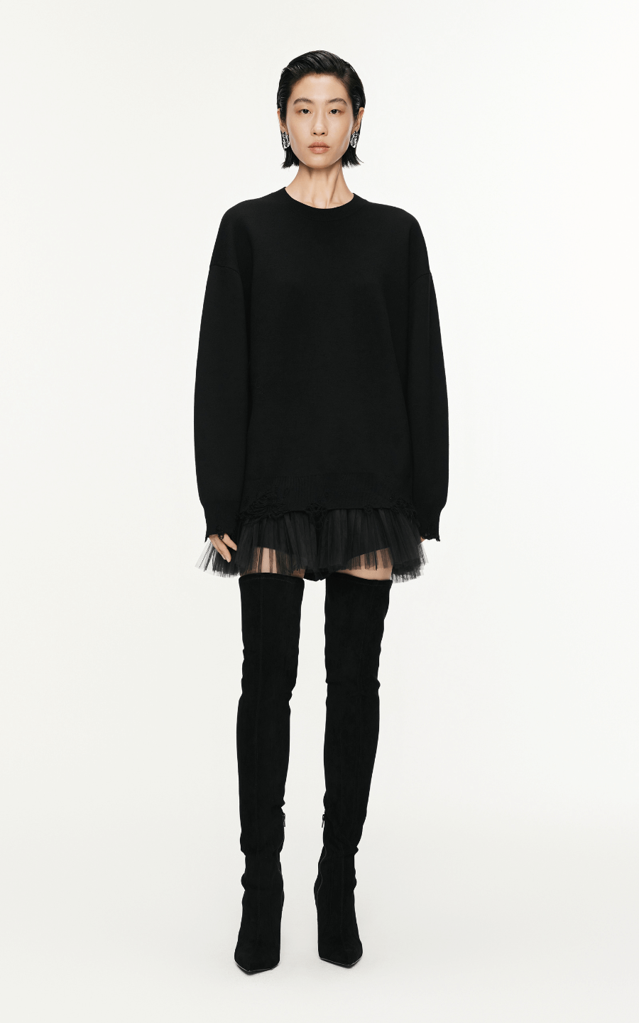 Dress / JNBY Long-Sleeved Sweater Wool Dress Black