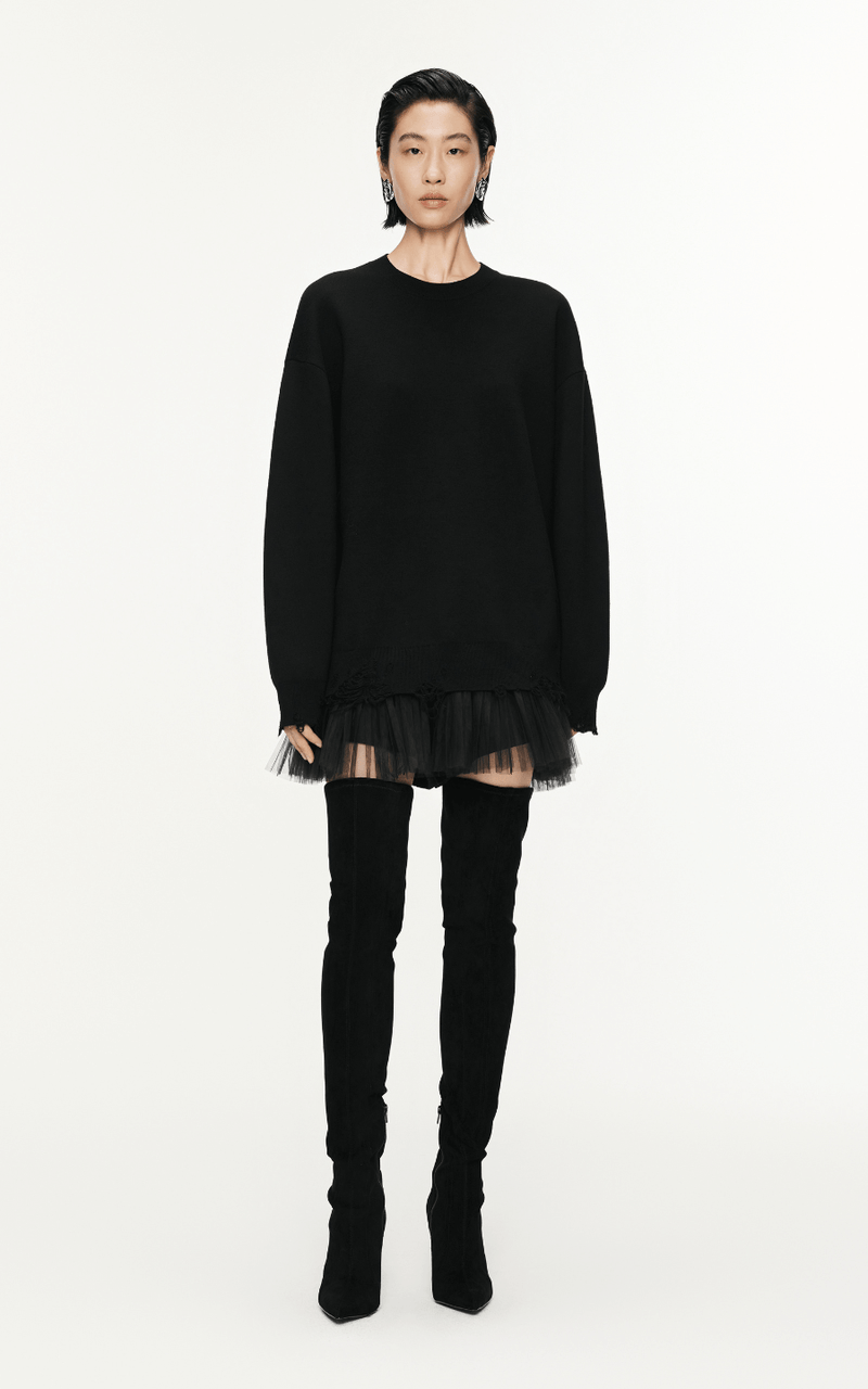 Dress / JNBY Long-Sleeved Sweater Wool Dress Black