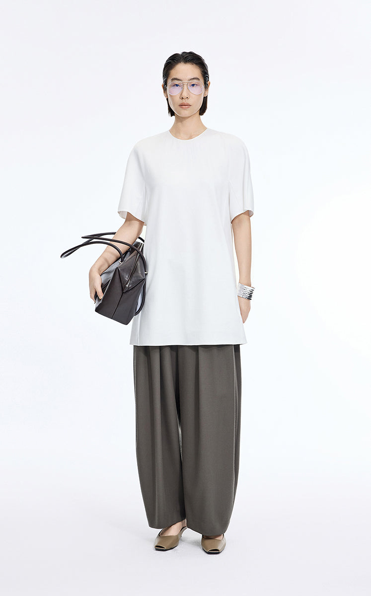 Dress / JNBY Lyocell Blend A-Line Short Sleeve Dress Ecru
