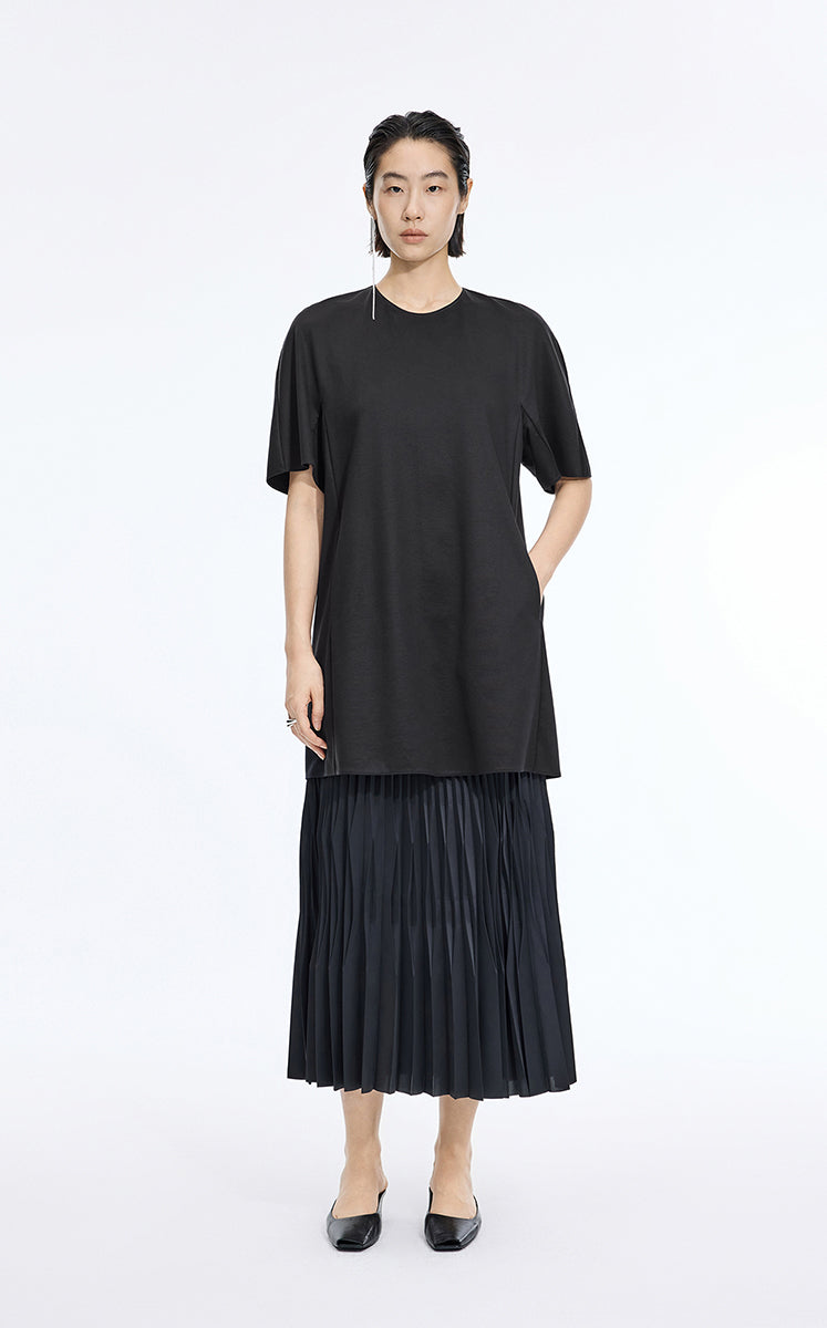 Dress / JNBY Lyocell Blend A-Line Short Sleeve Dress Black