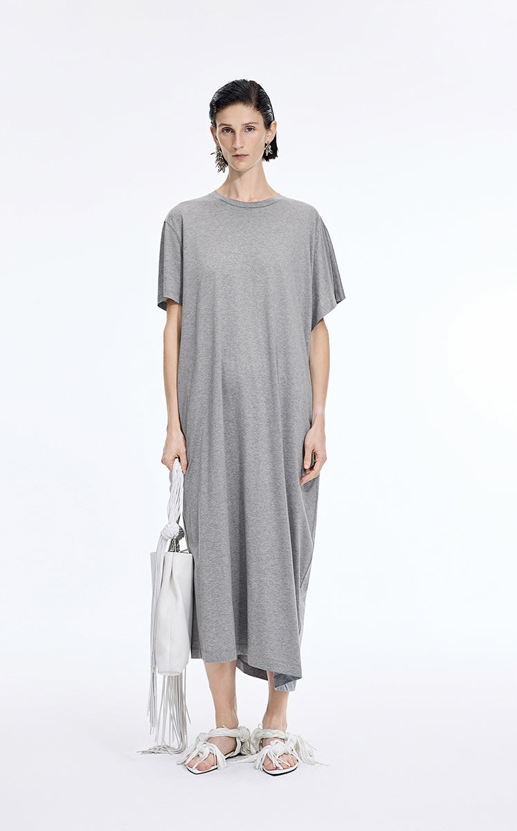 Dress / JNBY Mercerized Cotton Short Sleeve Maxi Dress Mid Grey Marl