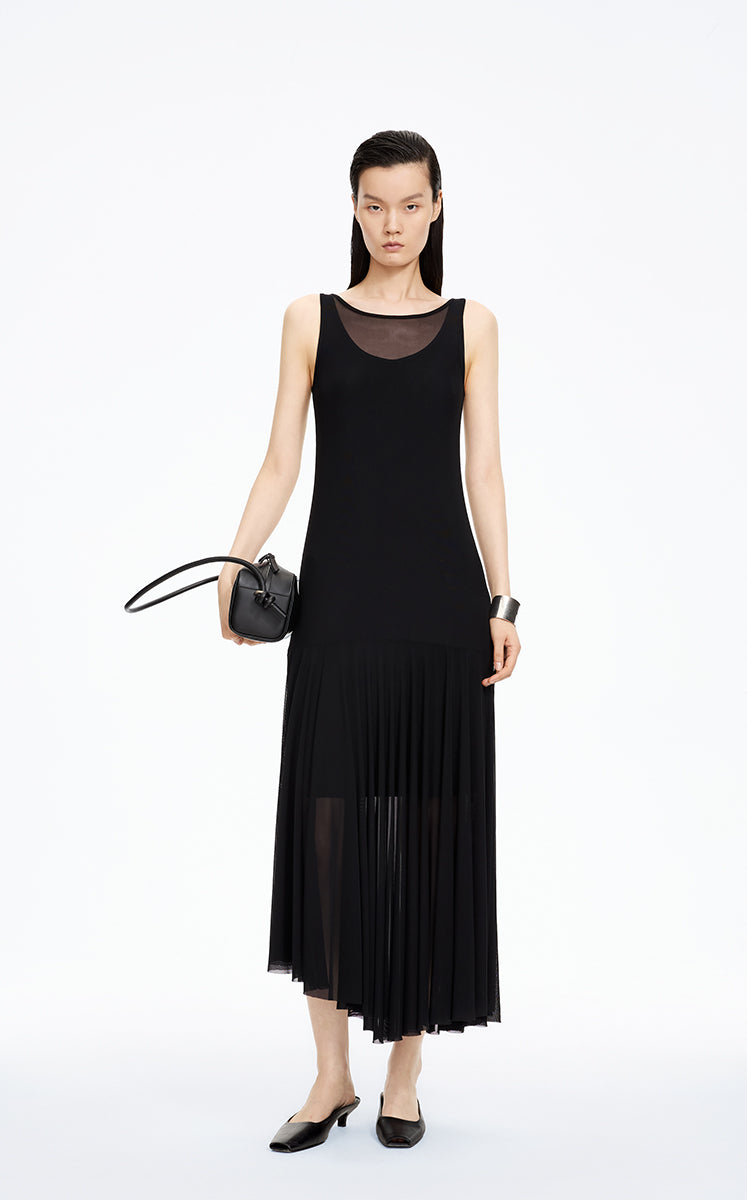 Dress / JNBY Mesh Stretch Slip Maxi Dress Black