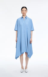 Dress / JNBY Oversized Shirt Collar Asymmetric Hem Dress