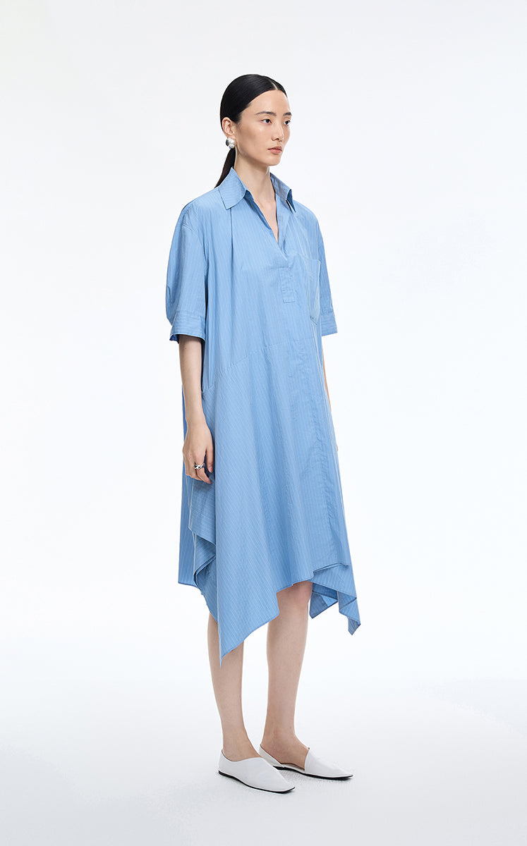 Dress / JNBY Oversized Shirt Collar Asymmetric Hem Dress