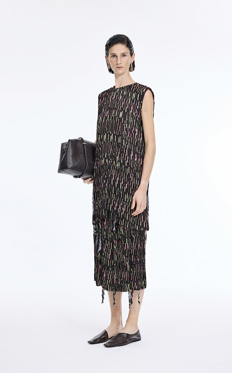 Dress / JNBY Pleated Fringe Hem Sleeveless Mini Dress