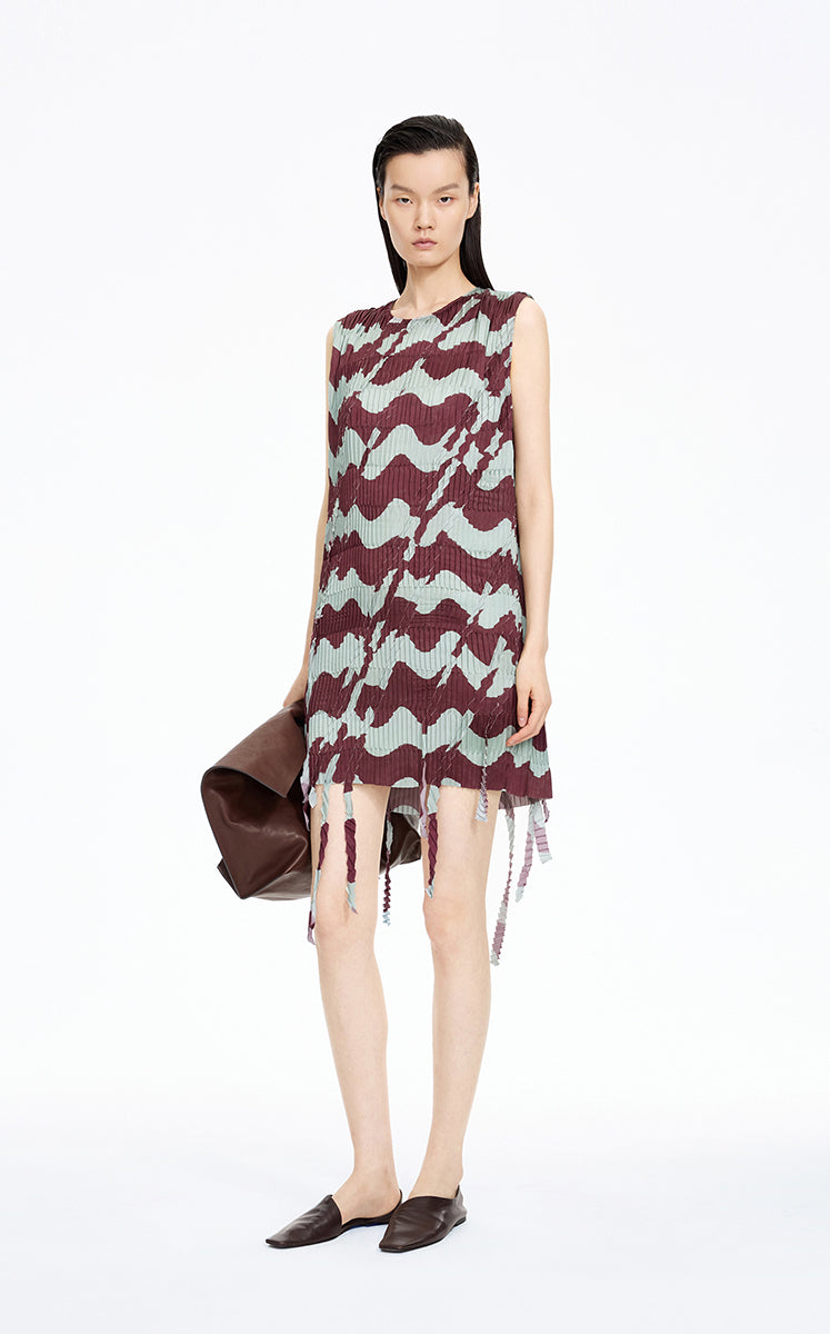Dress / JNBY Pleated Fringe Hem Sleeveless Mini Dress