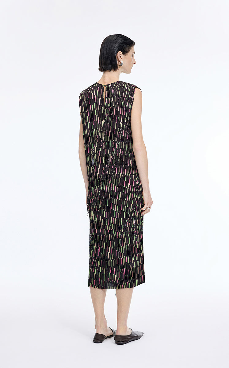 Dress / JNBY Pleated Fringe Hem Sleeveless Mini Dress