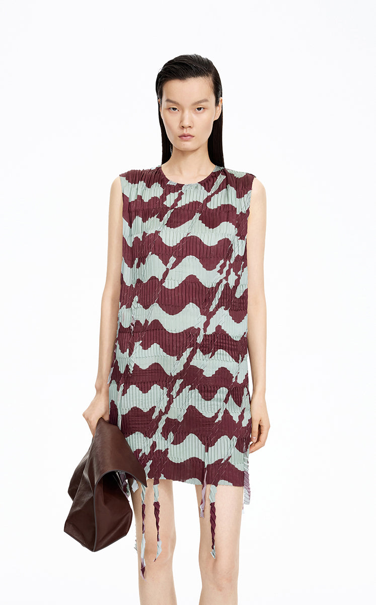 Dress / JNBY Pleated Fringe Hem Sleeveless Mini Dress