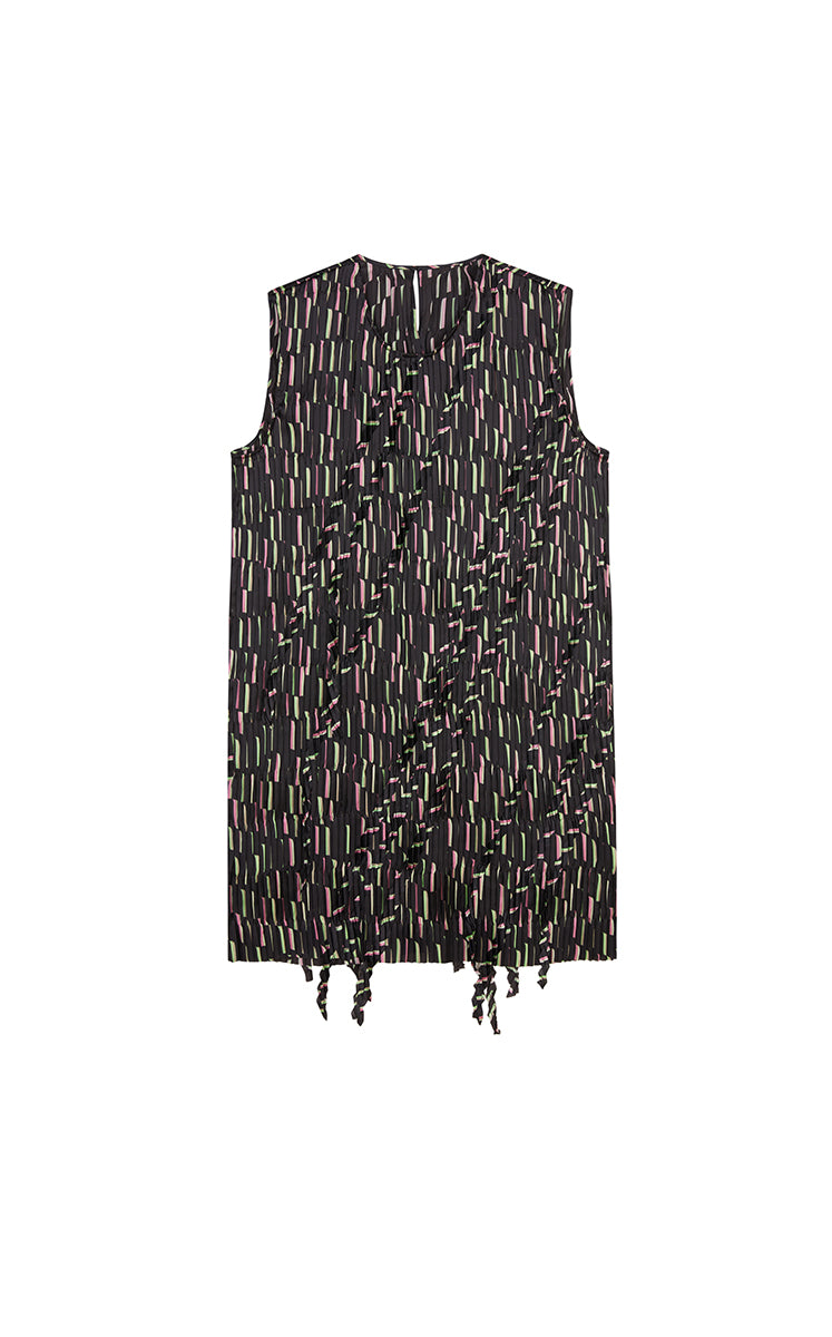 Dress / JNBY Pleated Fringe Hem Sleeveless Mini Dress