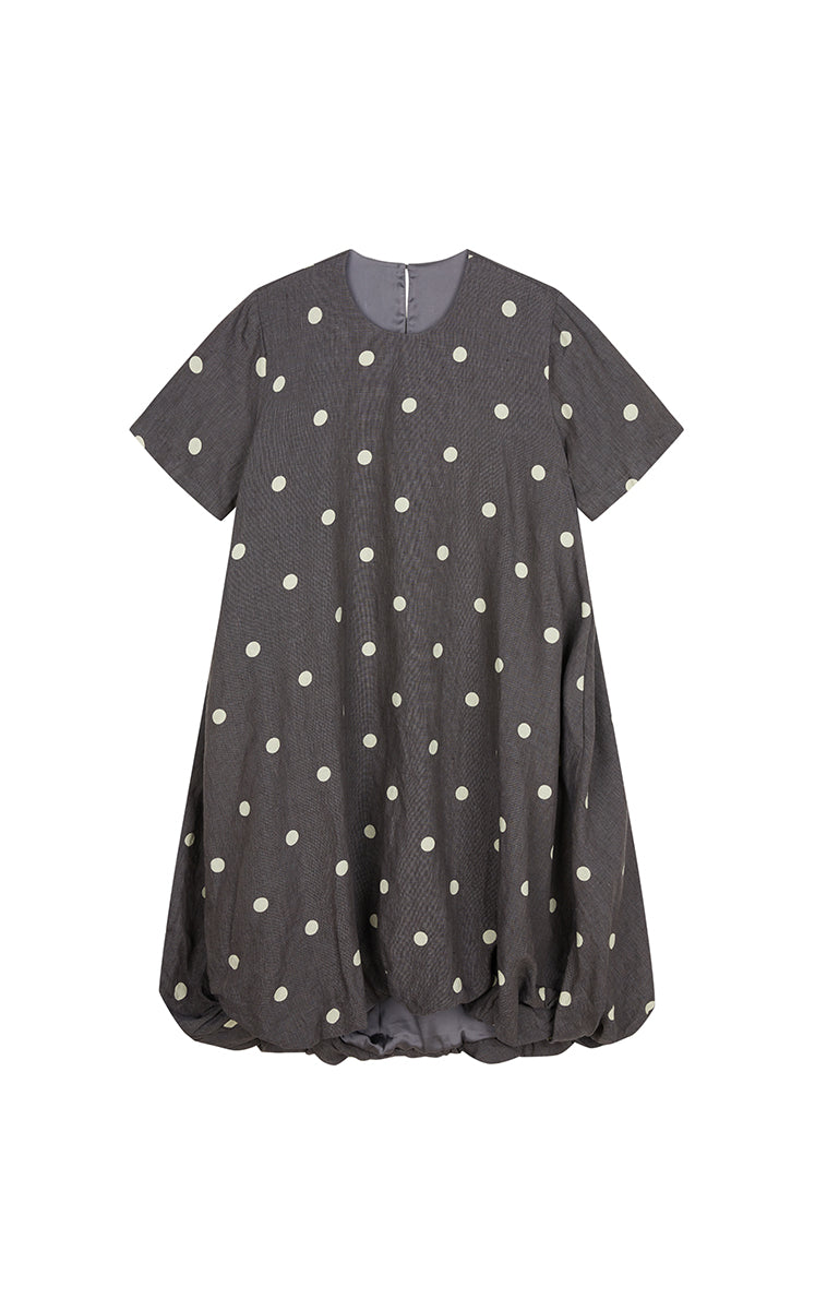 Dress / JNBY Polka Dots Linen O-Shape Dress