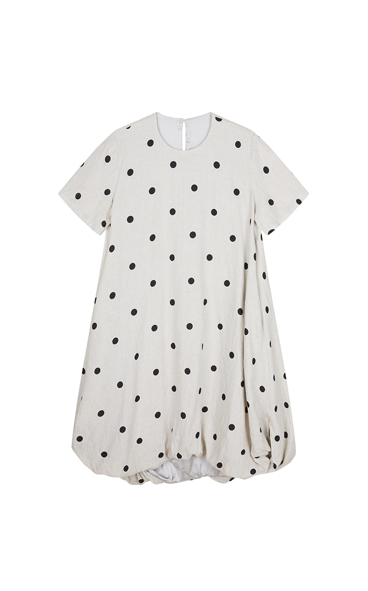 Dress / JNBY Polka Dots Linen O-Shape Dress