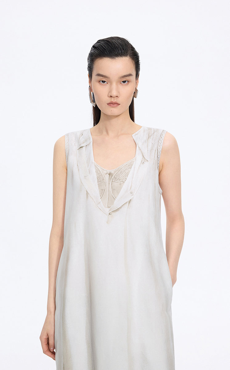 Dress / JNBY Printed A-Line Sleeveless Dress