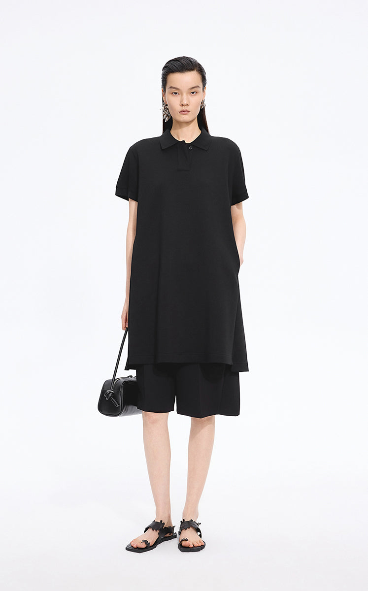 Dress / JNBY Relaxed Polo-Collar A-Line Dress Black
