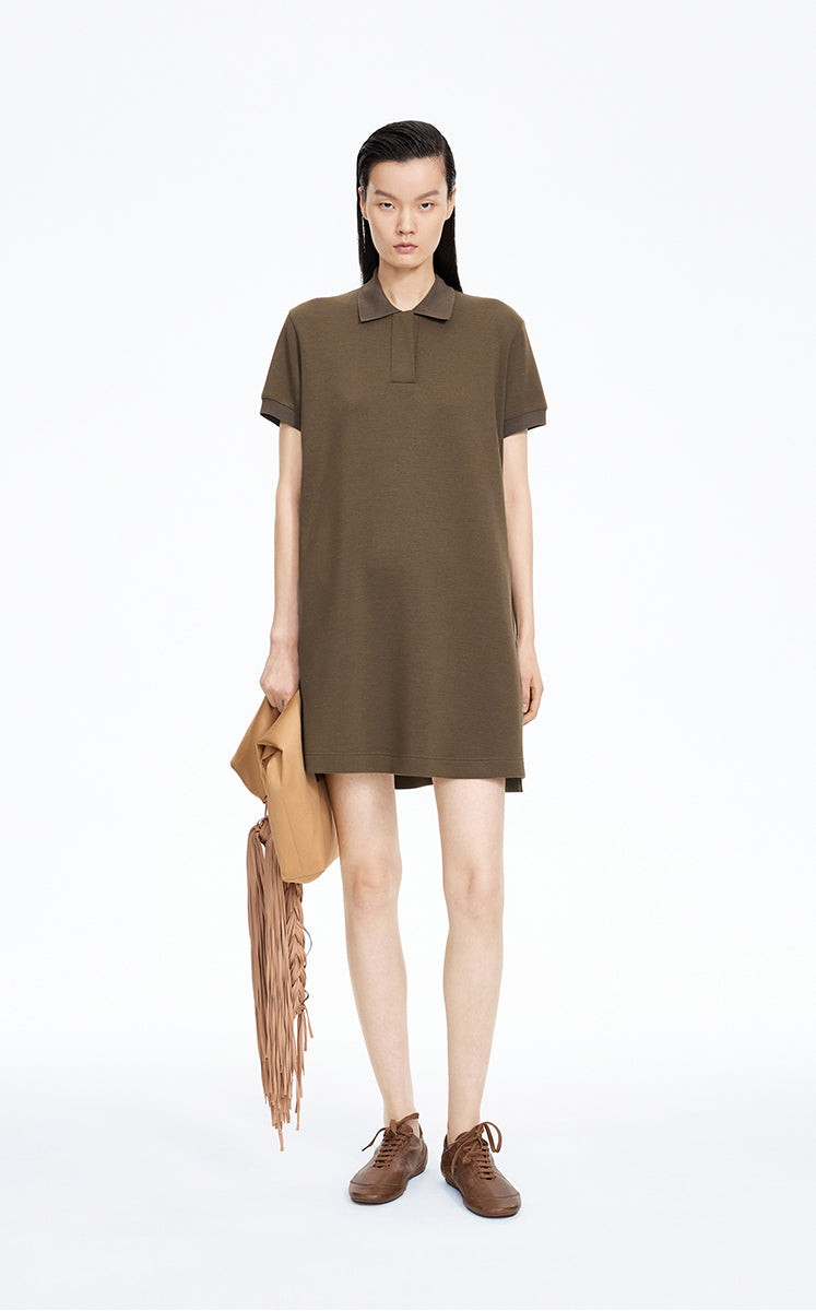 Dress / JNBY Relaxed Polo-Collar A-Line Dress Olive Green