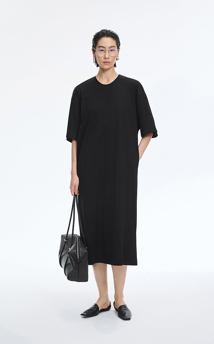 Dress / JNBY Relaxed Short-Sleeve Cotton Dress Black