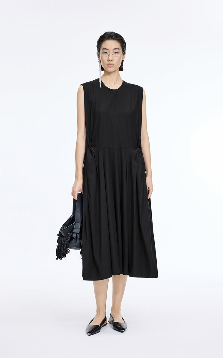 Dress / JNBY Relaxed Twisted-Waist Sleeveless Dress Black
