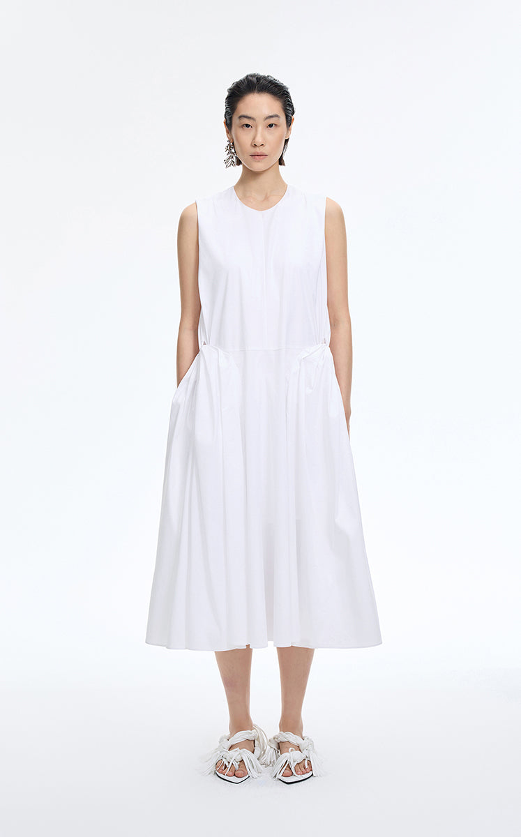 Dress / JNBY Relaxed Twisted-Waist Sleeveless Dress Off White