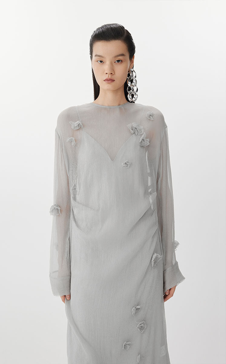 Dress / JNBY S-Shaped Silk Long Sleeve Dress