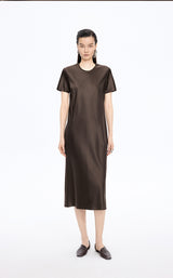 Dress / JNBY Silk Satin A-Line Short Sleeve Dress