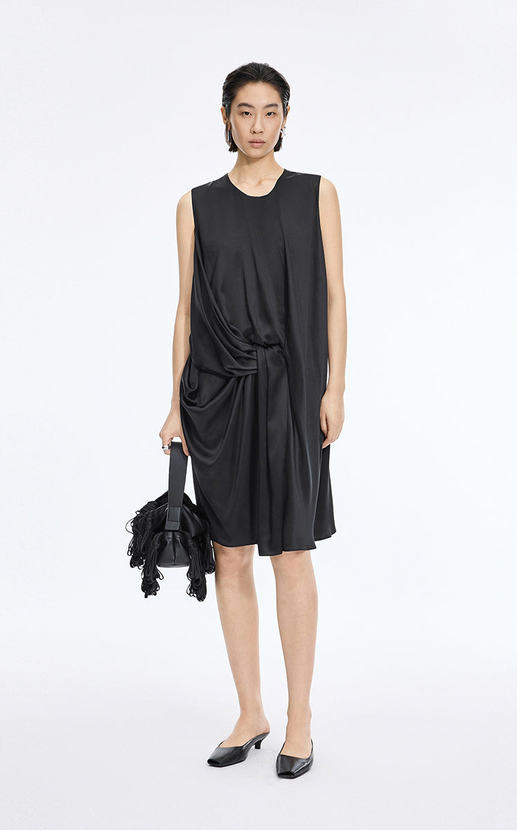 Dress / JNBY Silk Satin Sleeveless Dress Black