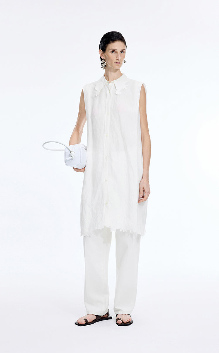 Dress / JNBY Textured Linen-Blend A-Line Sleeveless Dress Ecru