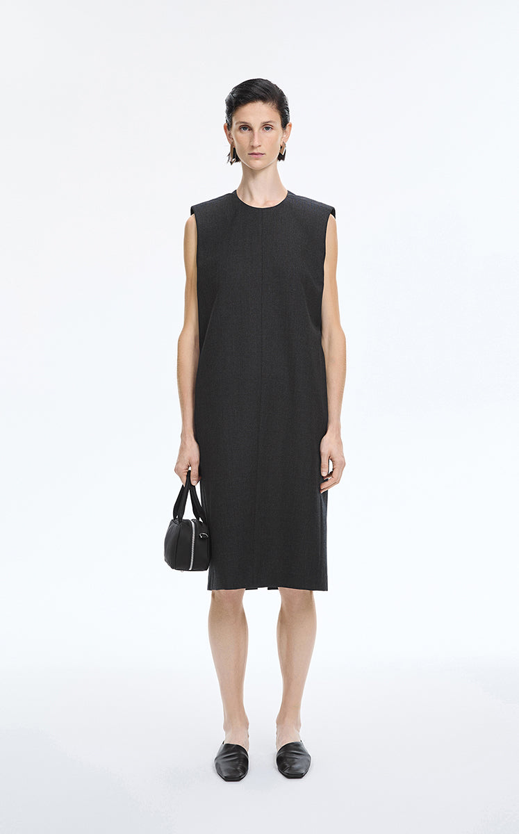 Dress / JNBY Round-Veck Sleeveless Shift Dress Dark Grey Marl