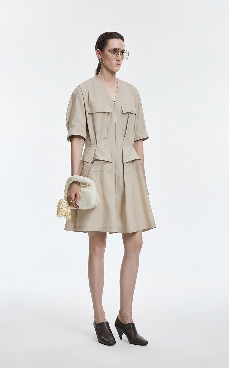 Dress / JNBY Cotton Poplin X-Silhouette Dress Light Grey Khaki