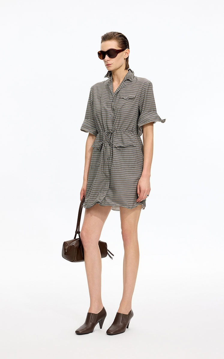 Dress / JNBY Cotton Silk Geometric Print Shirt Dress