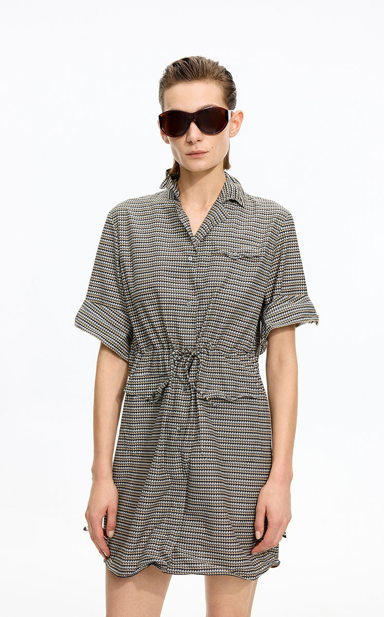 Dress / JNBY Cotton Silk Geometric Print Shirt Dress