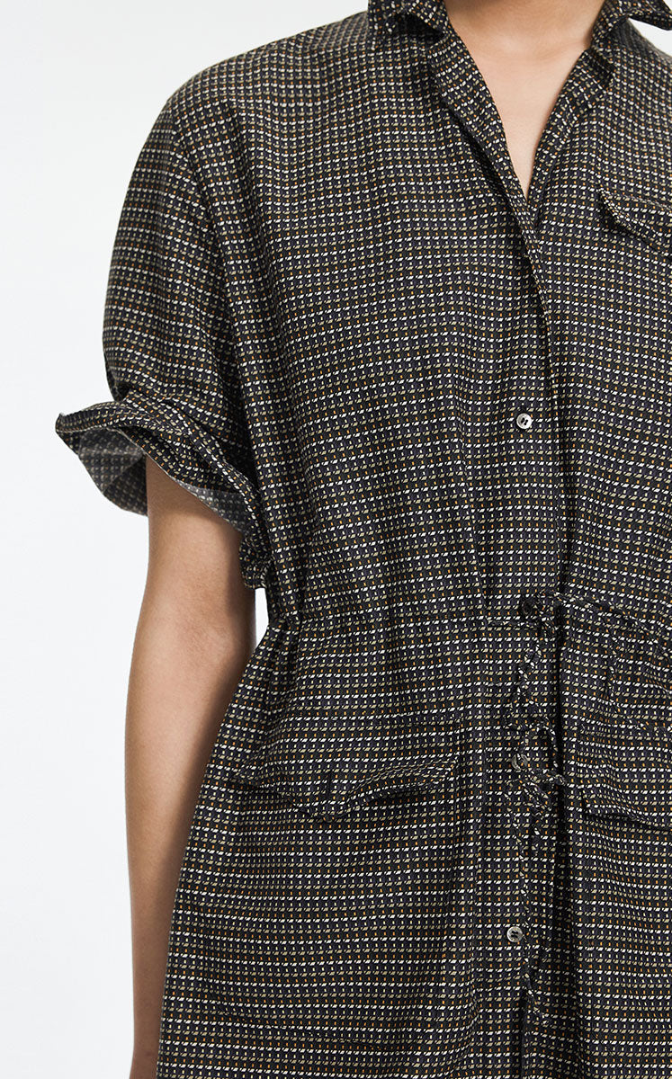 Dress / JNBY Cotton Silk Geometric Print Shirt Dress