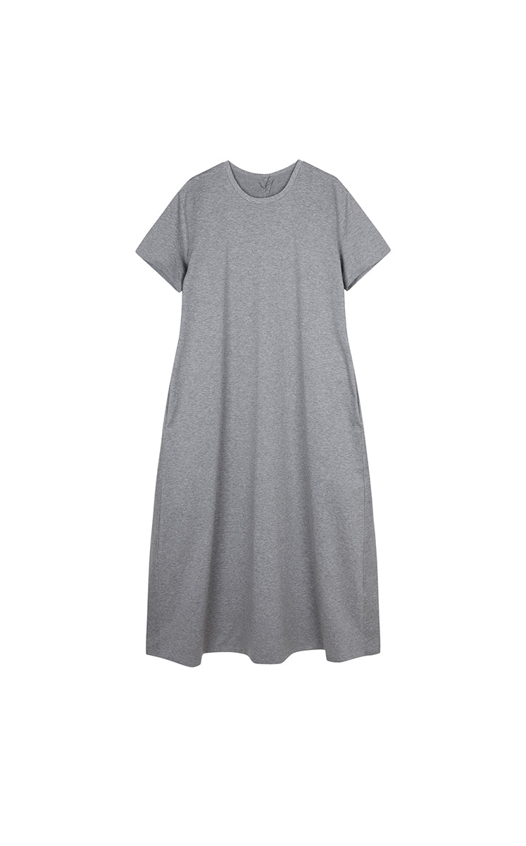 Dress / JNBY Cotton A-Line Short Sleeve Dress Mid Grey Marl-1