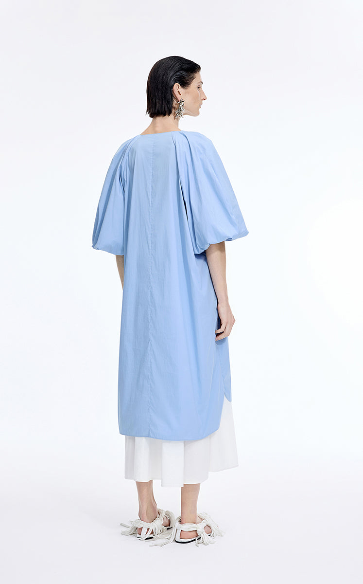 Dress / JNBY Cotton Poplin A-Line V-Neck Dress Light Blue-2