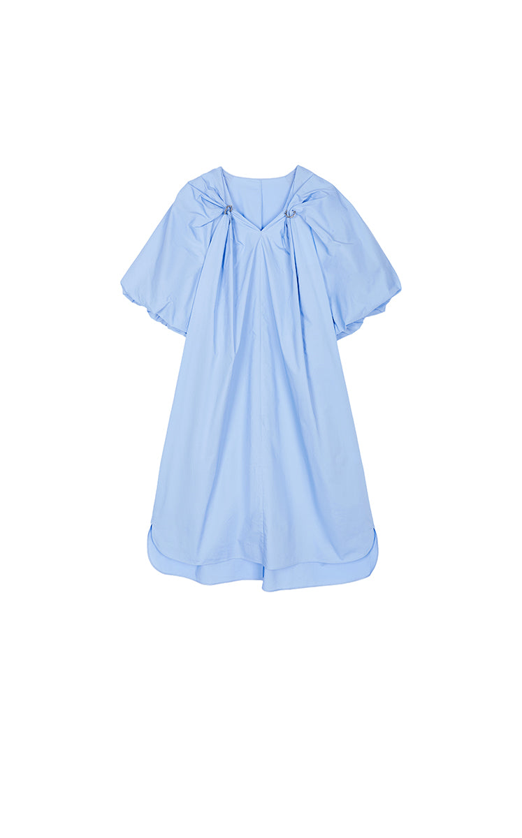 Dress / JNBY Cotton Poplin A-Line V-Neck Dress Light Blue-2