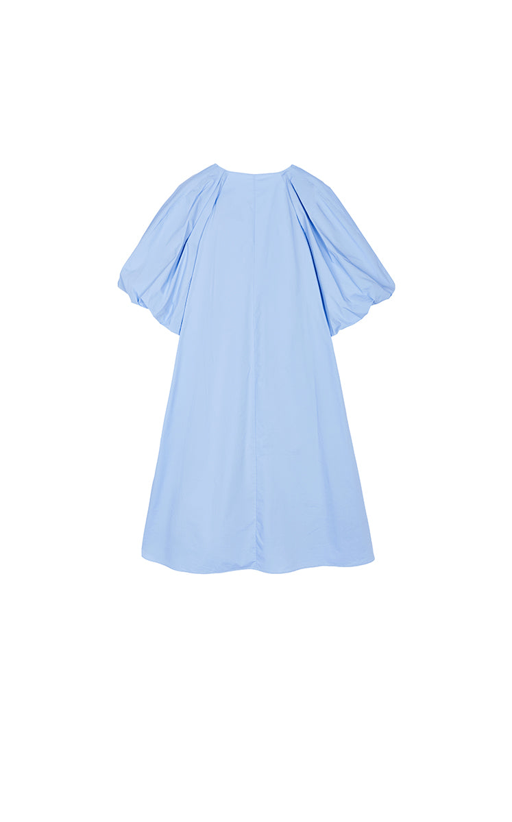 Dress / JNBY Cotton Poplin A-Line V-Neck Dress Light Blue-2